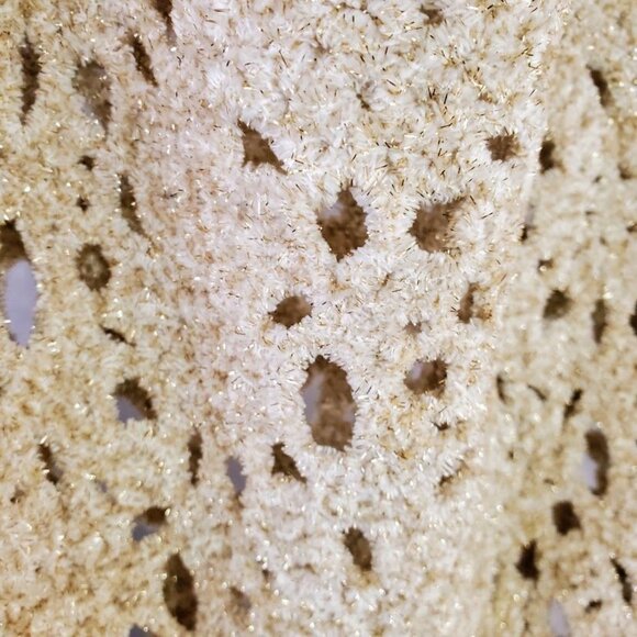 Escada Margaretha Ley Beige Gold Metallic Open Knit Mini Dress Sweater Luxury - Picture 5 of 8